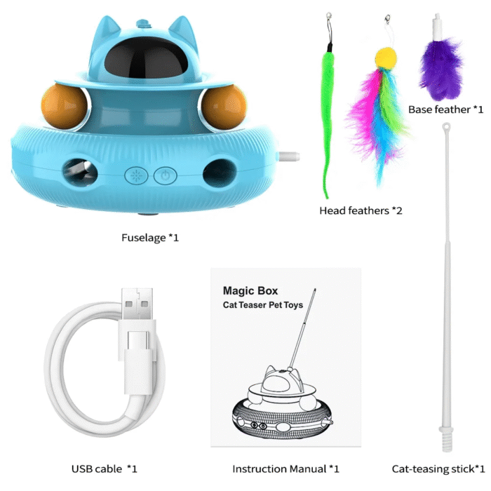 4 in 1 Indoor Interactive Cat Toy with Laser & Retractable Feather Wand - Image 6