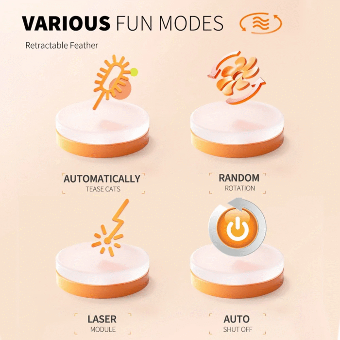 4 in 1 Indoor Interactive Cat Toy with Laser & Retractable Feather Wand - Image 10