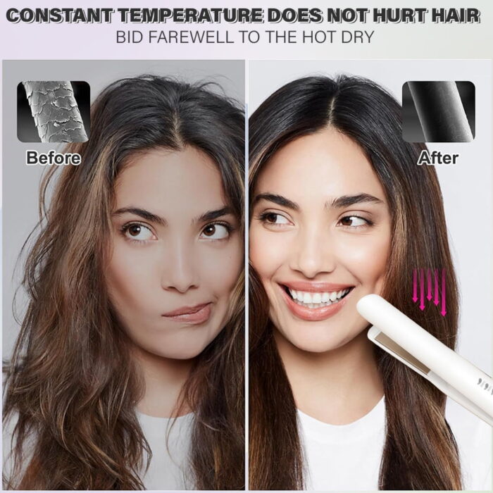 1.18" Ceramic Flat Iron Hair Straightener – Wireless, Rechargeable, Portable (White) - Image 7