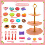 Kids’ Tea Party Set – Cake Stand & Play Food with Carry Case - Image 3