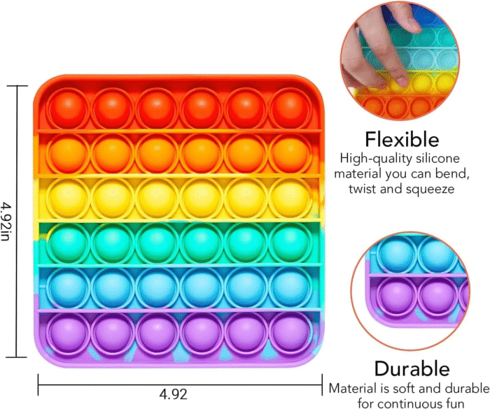 6-Pack Push Pop Fidget Toys – Anti-Anxiety Bubble Pop Stress Relievers, Silicone - Image 7