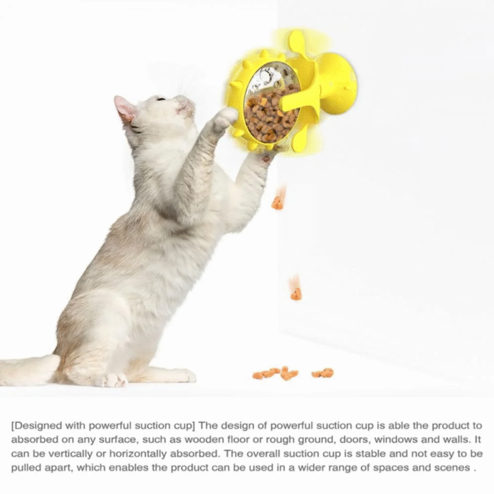 Interactive Cat Food Puzzle Toy – Windmill Turntable Feeder with Suction Cup - Image 5