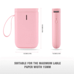 Mini Bluetooth Wireless Label Printer with Tape, Pink - Image 7