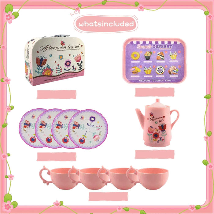 Kids’ Tea Party Set – Cake Stand & Play Food with Carry Case - Image 2