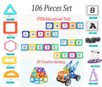 106-Piece Magnetic Tiles Set – STEM 3D Building Toys for Ages 3+ - Image 2