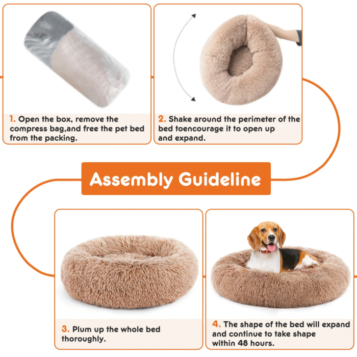 24-Inch Non-Slip round Fluffy Plush Pet Bed - Image 4