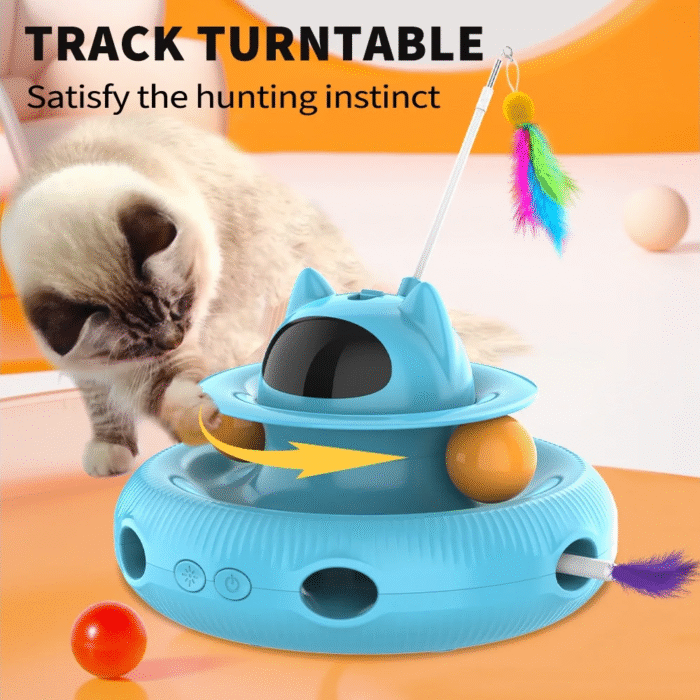 4 in 1 Indoor Interactive Cat Toy with Laser & Retractable Feather Wand - Image 2