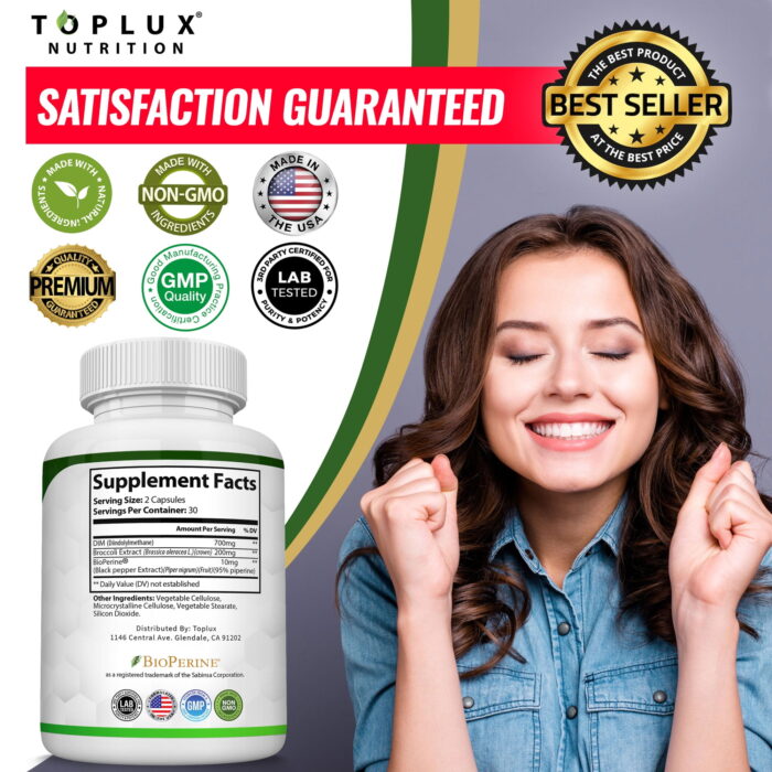 DIM Supplement 910mg with Bioperine – Hormonal Balance, 60 Capsules - Image 5