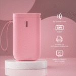 Mini Bluetooth Wireless Label Printer with Tape, Pink - Image 5