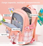 Girls 30L School Backpack – Waterproof Bookbag for Kids & Teens, Pink - Image 5