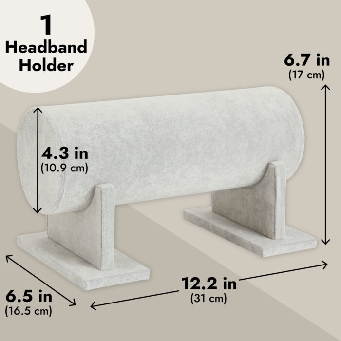 Velvet Headband Organizer Stand – Hair Accessory Storage & Display for Girls & Women (Gray) - Image 5