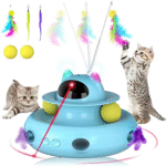 4 in 1 Indoor Interactive Cat Toy with Laser & Retractable Feather Wand