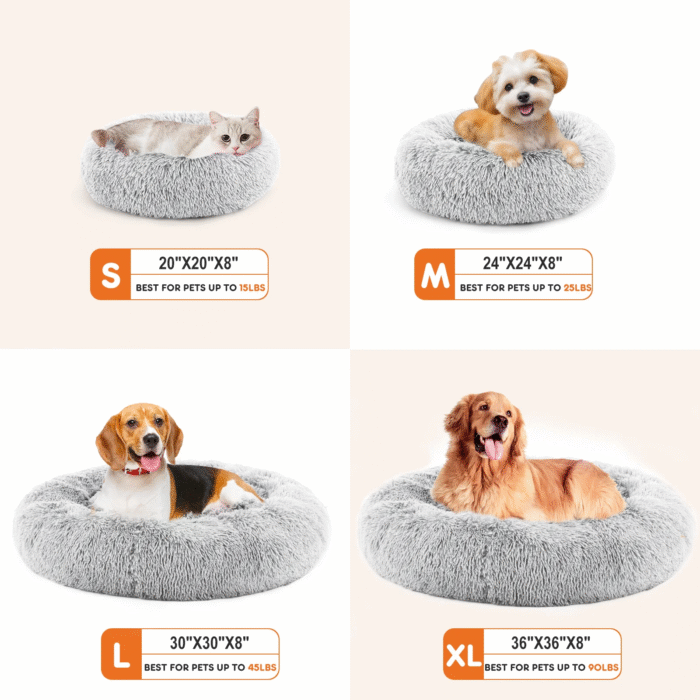 24-Inch Non-Slip round Fluffy Plush Pet Bed - Image 6