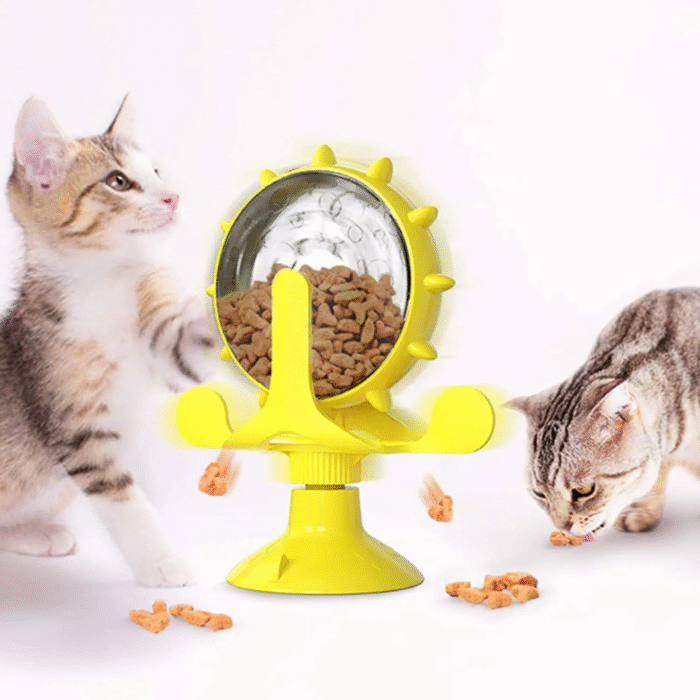 Interactive Cat Food Puzzle Toy – Windmill Turntable Feeder with Suction Cup - Image 2
