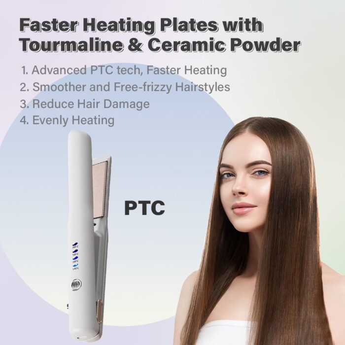 1.18" Ceramic Flat Iron Hair Straightener – Wireless, Rechargeable, Portable (White) - Image 15