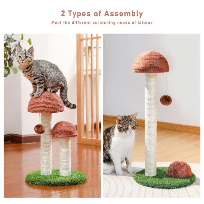 2-Pack Mushroom Cat Scratching Posts – 19" Sisal Scratcher for Kittens & Small Cats - Image 8