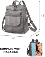 PU Leather Backpack Purse for Women Casual Handbag Ladies Shoulder Bags Gray - Image 7