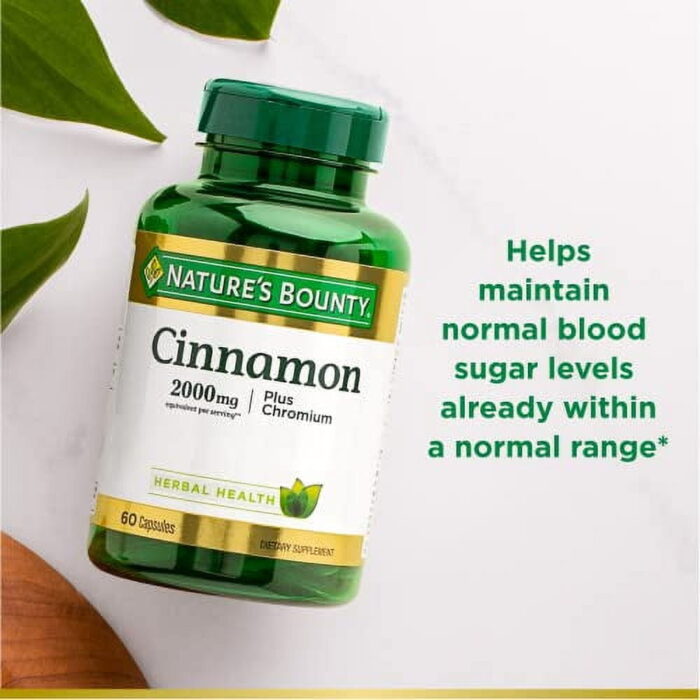 Nature’s Bounty Cinnamon 2000mg + Chromium – Sugar Metabolism Support, 60 Capsules - Image 4