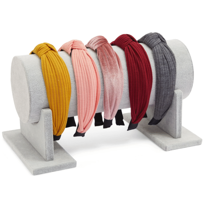 Velvet Headband Organizer Stand – Hair Accessory Storage & Display for Girls & Women (Gray) - Image 2