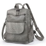 PU Leather Backpack Purse for Women Casual Handbag Ladies Shoulder Bags Gray