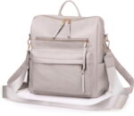 PU Leather Backpack Purse for Women Casual Handbag Ladies Shoulder Bags Gray - Image 17