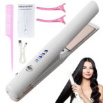 1.18" Ceramic Flat Iron Hair Straightener – Wireless, Rechargeable, Portable (White)