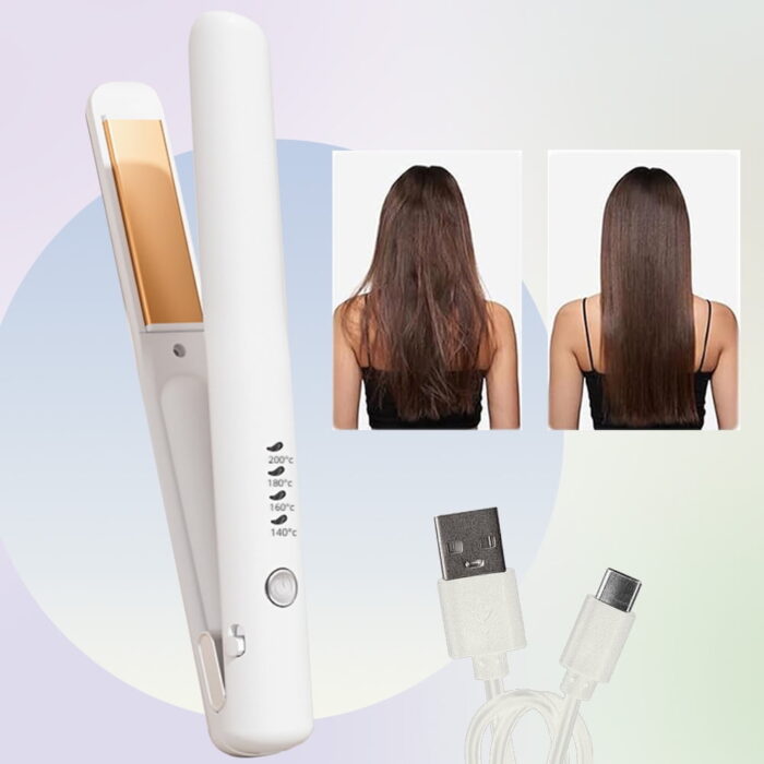 1.18" Ceramic Flat Iron Hair Straightener – Wireless, Rechargeable, Portable (White) - Image 5