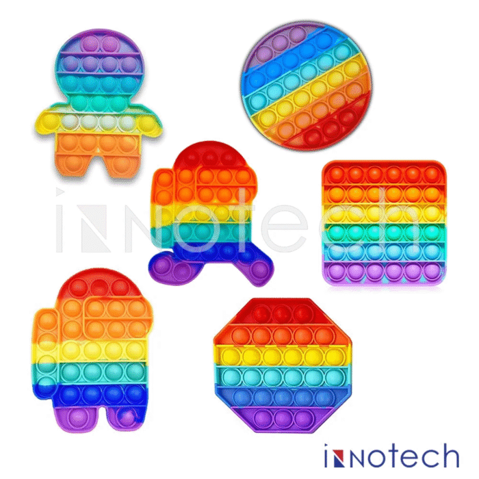 6-Pack Push Pop Fidget Toys – Anti-Anxiety Bubble Pop Stress Relievers, Silicone - Image 5