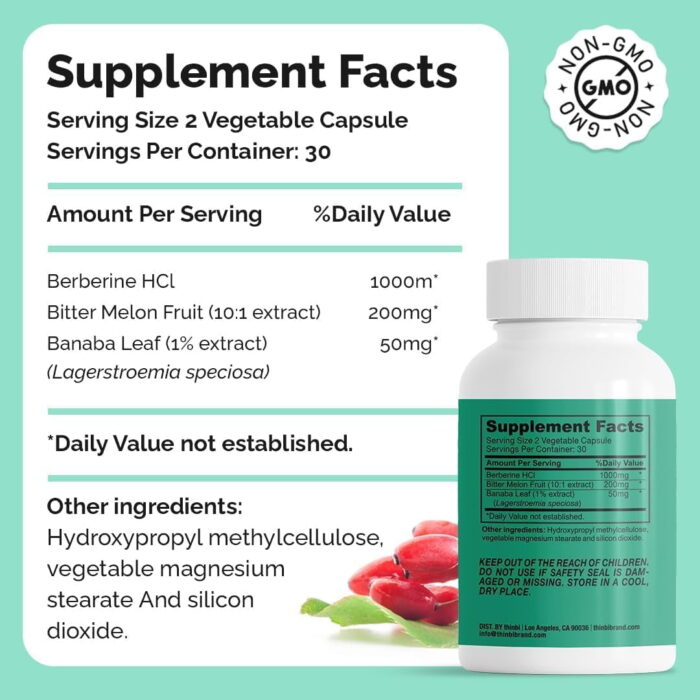 Berberine Supplement 1000Mg Weight Management, 60 Capsules - Image 4