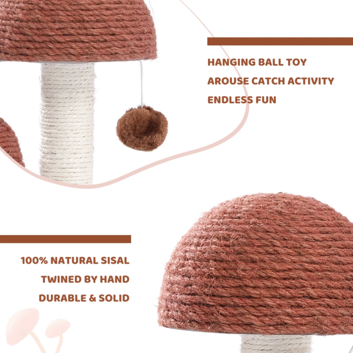 2-Pack Mushroom Cat Scratching Posts – 19" Sisal Scratcher for Kittens & Small Cats - Image 11