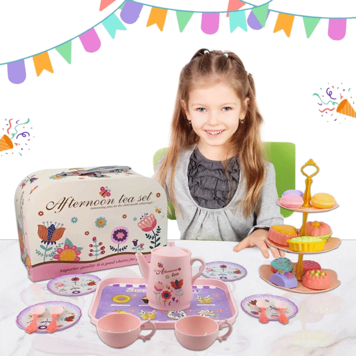 Kids’ Tea Party Set – Cake Stand & Play Food with Carry Case - Image 6