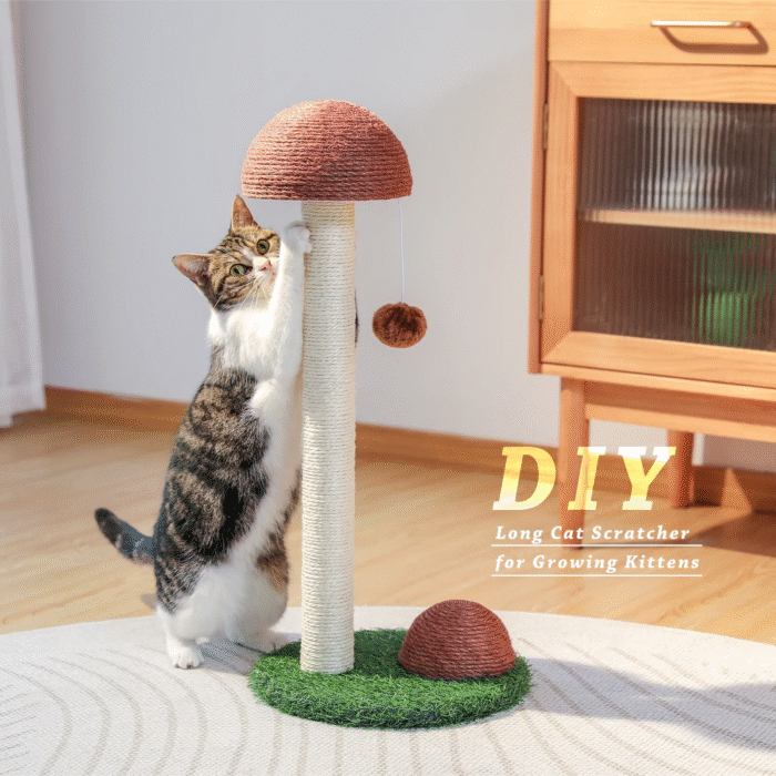 2-Pack Mushroom Cat Scratching Posts – 19" Sisal Scratcher for Kittens & Small Cats - Image 7