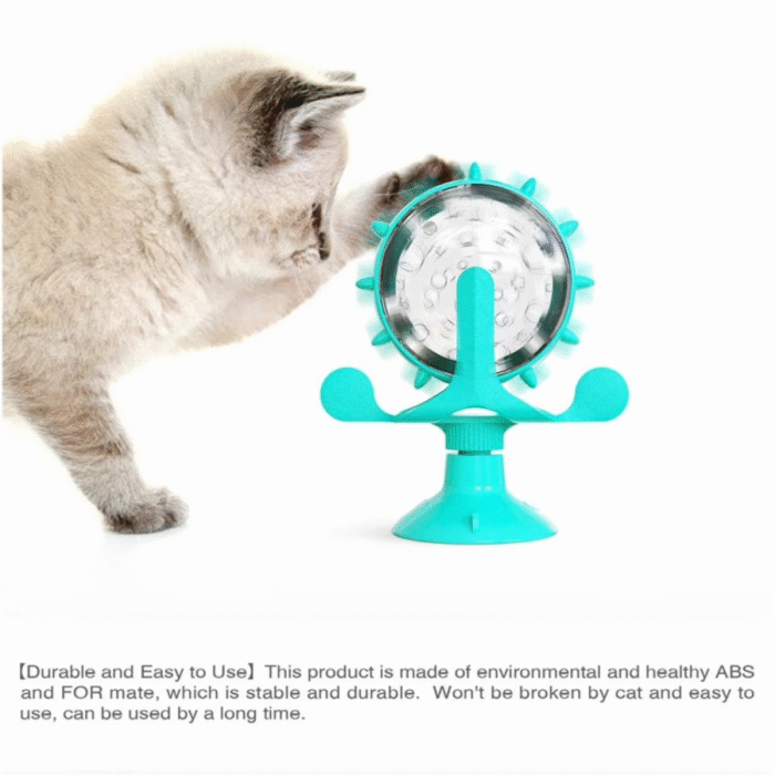 Interactive Cat Food Puzzle Toy – Windmill Turntable Feeder with Suction Cup - Image 9