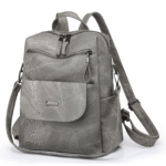 PU Leather Backpack Purse for Women Casual Handbag Ladies Shoulder Bags Gray - Image 2