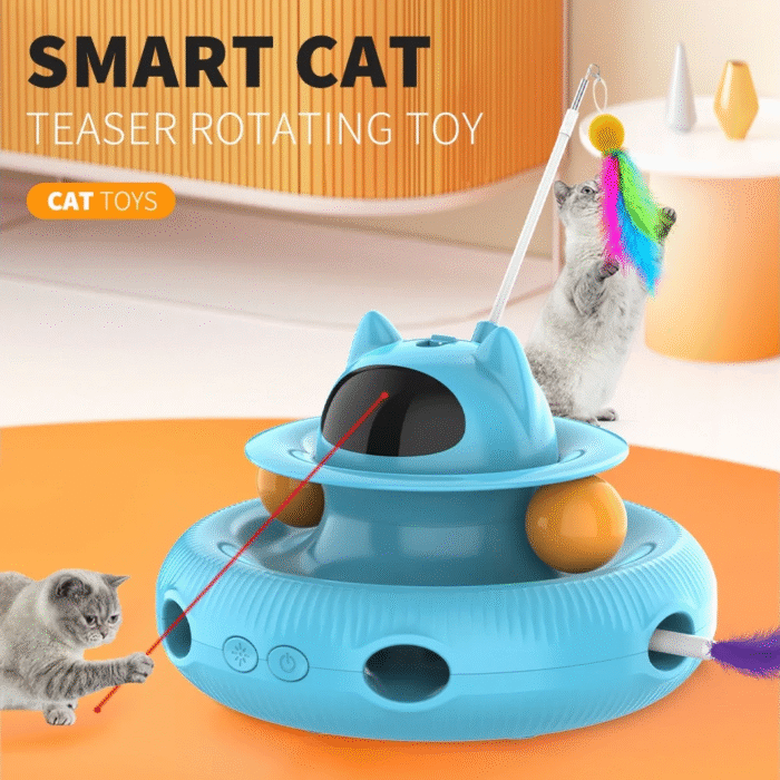 4 in 1 Indoor Interactive Cat Toy with Laser & Retractable Feather Wand - Image 11