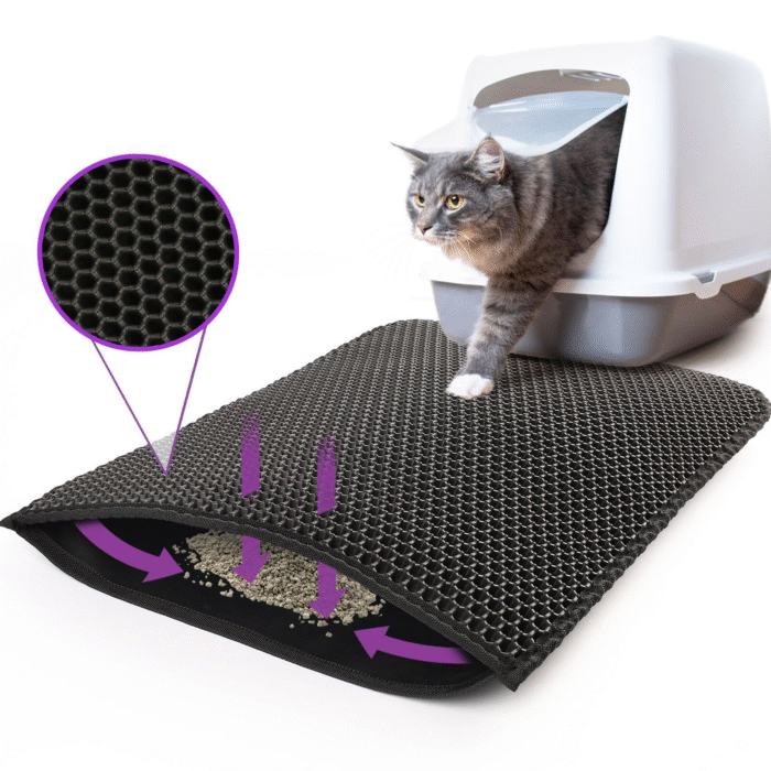 Kitty Cat Litter Mat – Double Layer Honeycomb, Waterproof, Non-Slip, Washable - Image 2