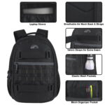19" Dual Compartment Laptop Backpack – Heavy-Duty with Skateboard Straps, Black - Image 6