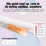 1.18" Ceramic Flat Iron Hair Straightener – Wireless, Rechargeable, Portable (White) - Image 8