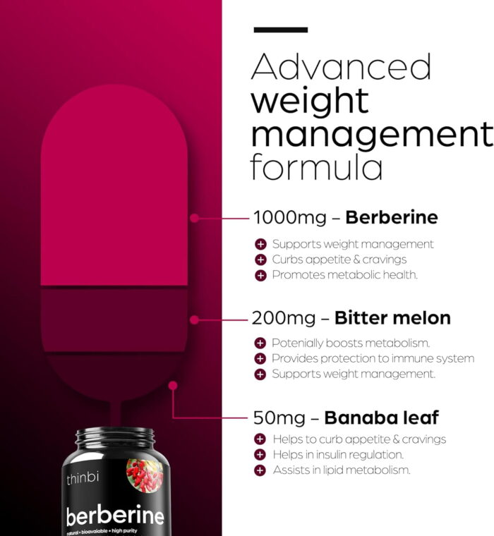Berberine Supplement 1000Mg Weight Management, 60 Capsules - Image 6