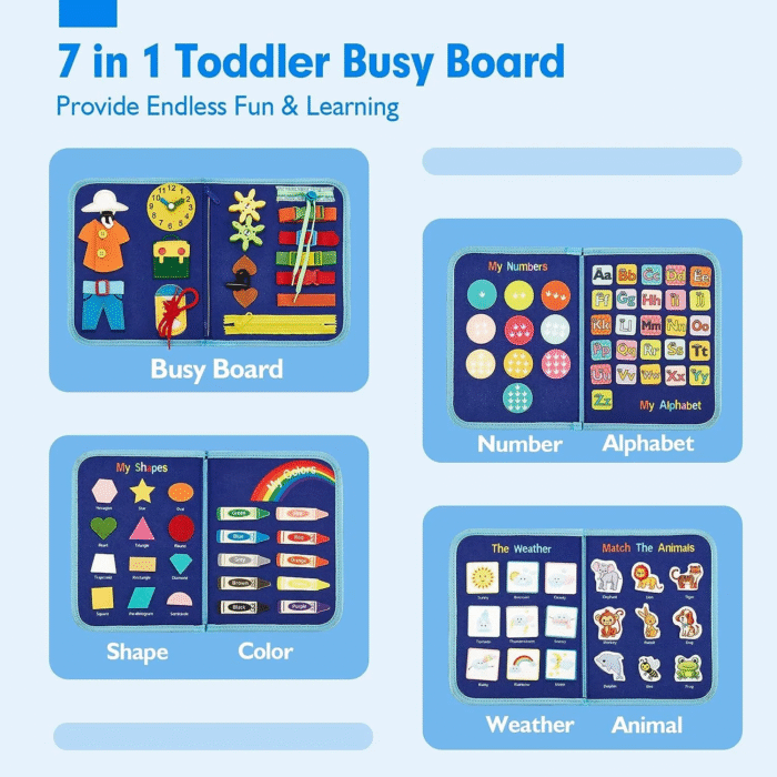 Montessori Busy Board Toy – Educational Learning Toy for Toddlers Ages 1-3 - Image 4