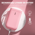 Mini Bluetooth Wireless Label Printer with Tape, Pink - Image 6