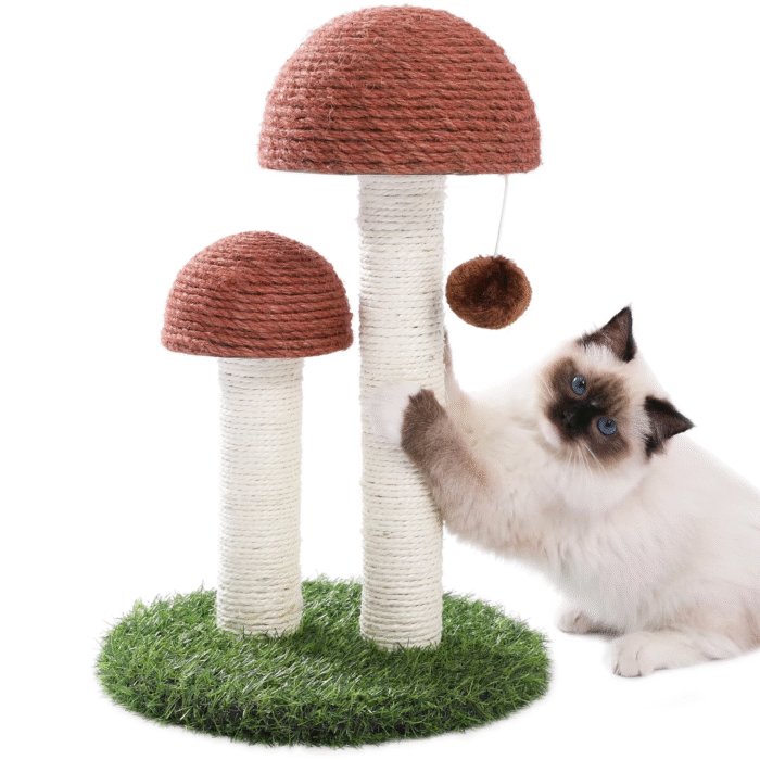 2-Pack Mushroom Cat Scratching Posts – 19" Sisal Scratcher for Kittens & Small Cats - Image 6
