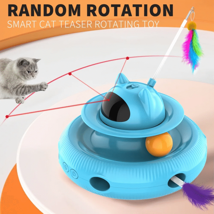 4 in 1 Indoor Interactive Cat Toy with Laser & Retractable Feather Wand - Image 4