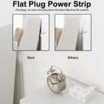 5Ft Flat Outlet Plug Extension Cord - 6 Power Outlets, No Usb Sockets, Home, Office, Travel Essential, White - Image 3