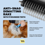 Dog Brush for Shedding - Large, Blue, 2-In-1 - Deshedding Dog Grooming Brush & Undercoat Rake with Dematting Comb for Medium to Large Double Coated - Image 3