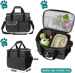 Dog Travel Organizer with Food Container and Bowls, Weekend Camping Accessories - Charcoal, Medium - Image 2