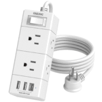 5Ft Flat Outlet Plug Extension Cord - 6 Power Outlets, No Usb Sockets, Home, Office, Travel Essential, White - Image 8