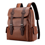 Brown Leather Laptop Backpack for Men, Casual Waterproof Computer Backpack Fits Notebook 15.6 Inch