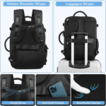 Extra Large Travel Backpack,Carry on Backpack,17 Inch Laptop Backpack,Hiking Backpack,School Bag,Black - Image 5