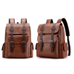 Brown Leather Laptop Backpack for Men, Casual Waterproof Computer Backpack Fits Notebook 15.6 Inch - Image 4